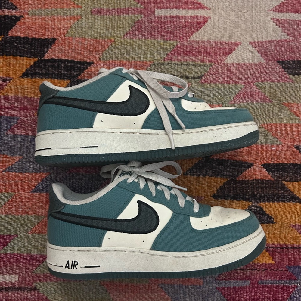 Nike Air Force One Turquoise and White Air Sneakers (Worn Twice)